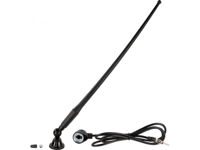 Universele opbouw antenne zwart AM / FM (DAB+ ready), rubber spriet