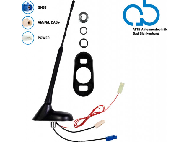 Bad Blankenburg 16V Dak antenne AM/FM (DAB+ ready) GNSS 76graden hoek, actief 