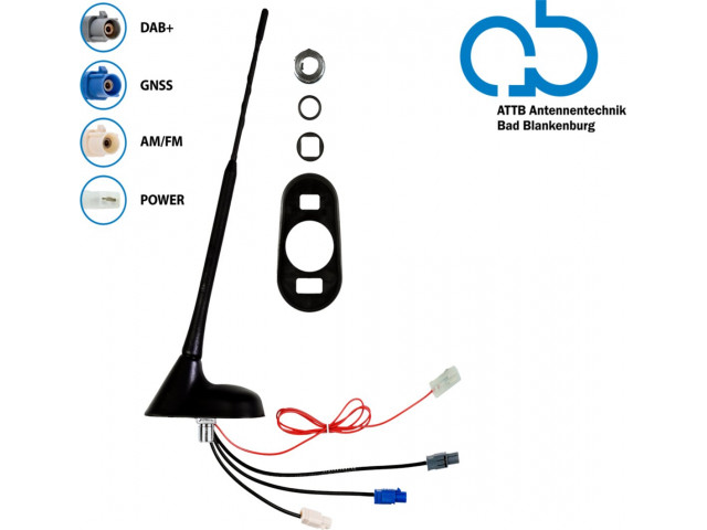 Bad Blankenburg 16V Dak antenne AM/FM DAB + GNSS 76graden hoek, actief