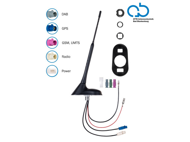 Bad Blankenburg 16V Dak antenne AM/FM DAB+, DVB-T, GPS 76graden hoek