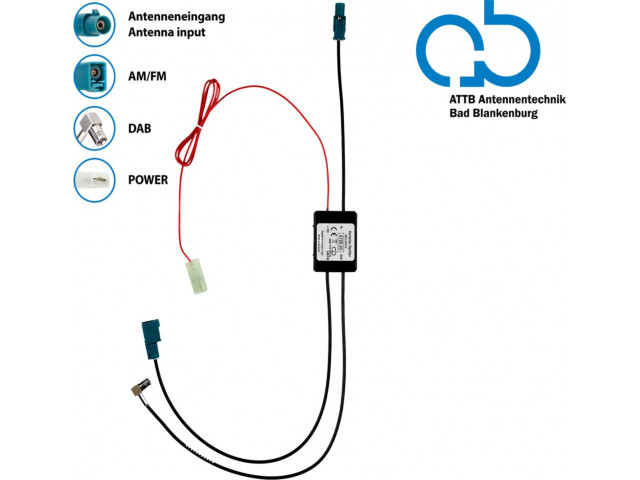 Bad Blankenburg Antennesplitter AM/FM DAB+ Fakra>Fakra(f)/SMB(f) versterkt