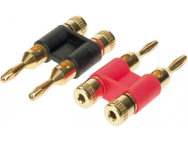 Dubbele banana plugs double 1 x red / 1 x black > 10mm²