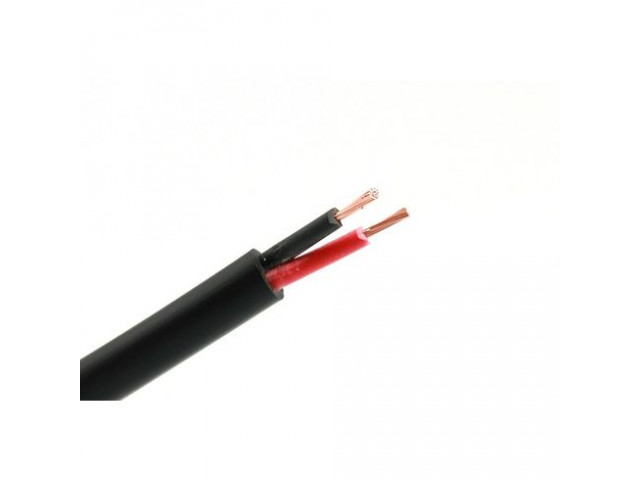 Meer aderige kabel 2x 1.5mm2 zwart - rood 50mtr rol, buitenhuls zwart, buiten diameter 6.1mm2